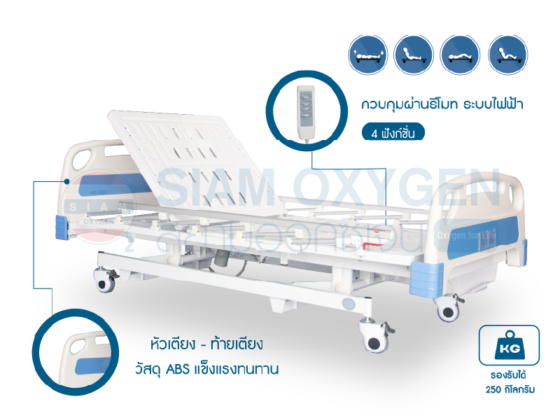 เตียงผู้ป่วยไฟฟ้า 4 ฟังก์ชั่น รุ่นต่ำพิเศษ Super low