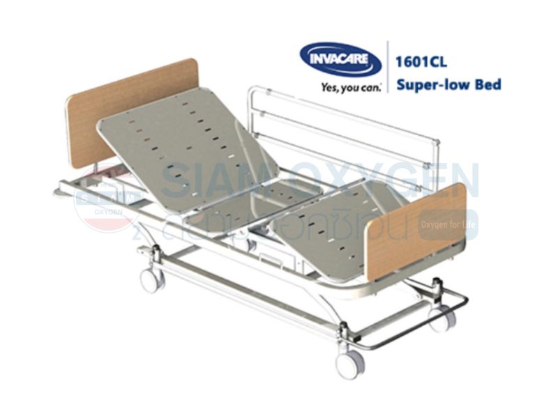 เตียงผู้ป่วยไฟฟ้า 5 ฟังก์ชั่น Invacare รุ่น Medley Ergo Super-low Bed แบรนด์อเมริกา ปรับต่ำพิเศษ ป้องกันการตกเตียง พับเก็บได้ A-081